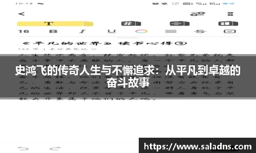 史鸿飞的传奇人生与不懈追求：从平凡到卓越的奋斗故事